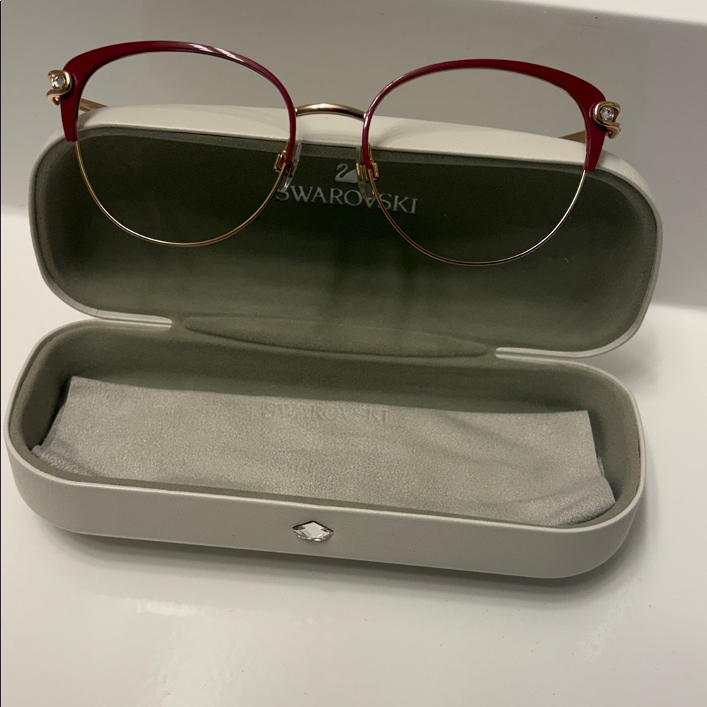 Elegant Swarovski Gold and Pink Women's Glasses